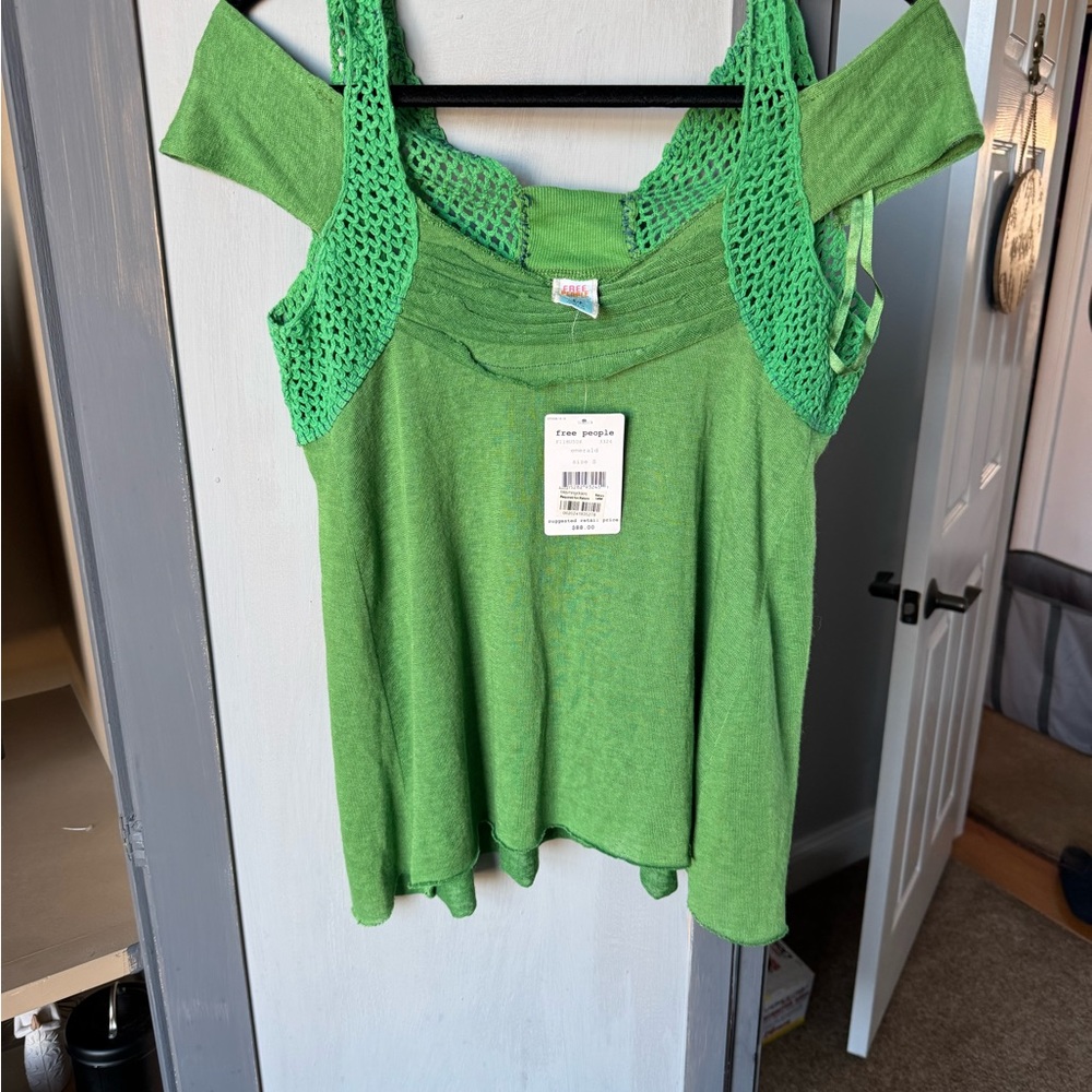 Free People Green Cut Out Tank Top